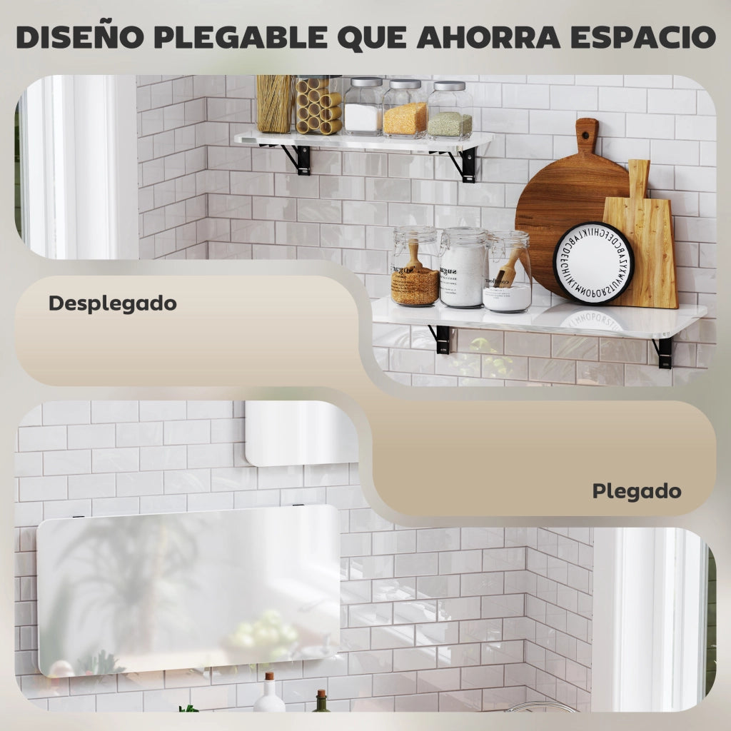 Tavolino pieghevole a muro ¨C zephmum ¨C 80x40x16,5cm 60x30x11,5cm bianco brillo