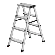 Scala a pioli scala in lega di alluminio con 4 gradini poggiapiedi multifunzionale portata: 150 kg grigio argento e nero inchiostro 12_0005328