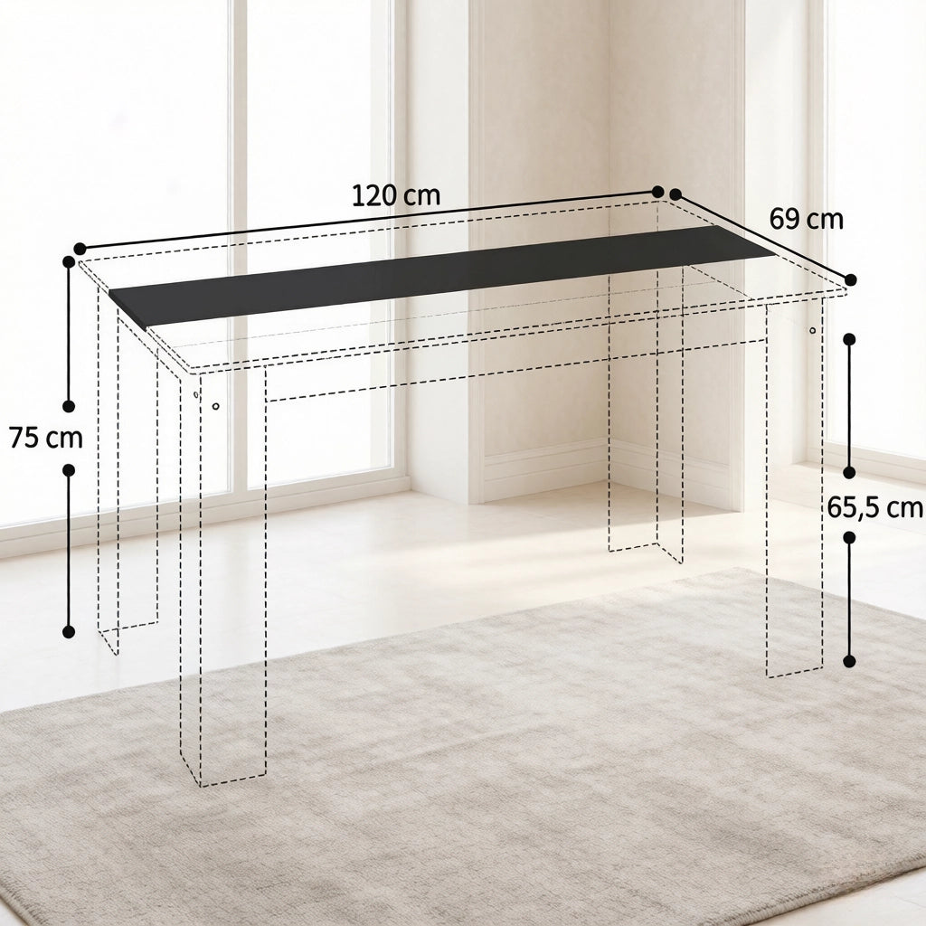 TAVOLO da pranzo 120 x 69 x 75 cm in truciolare Eiche e nero