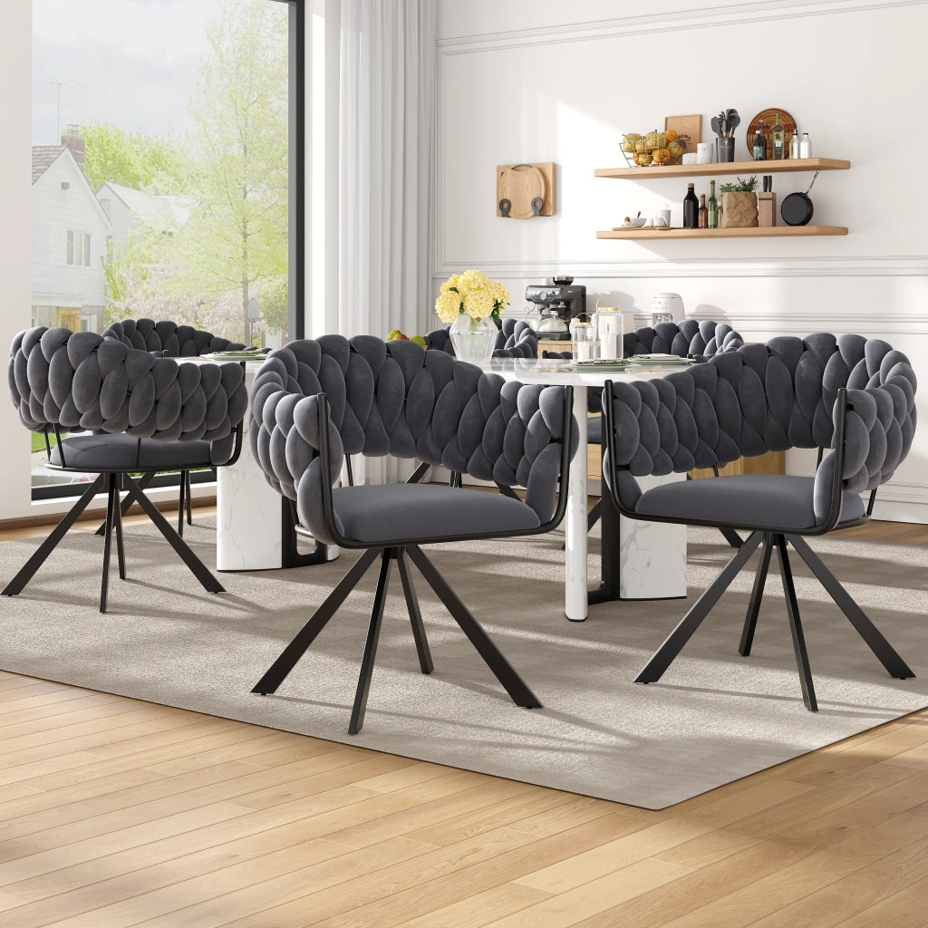 Sedia da Pranzo in Velluto con Gambe in Metallo ¨C MINIMAL ¨C Grigio, Set 6 Pezzi