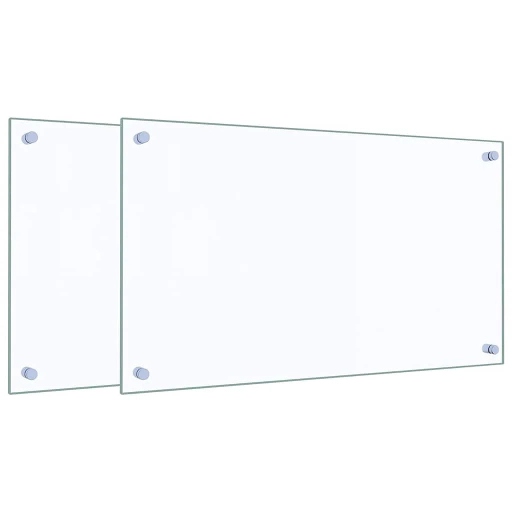 Set di 2 paraschizzi per cucina 70 x 40 cm in vetro temperato trasparente 02_0055732