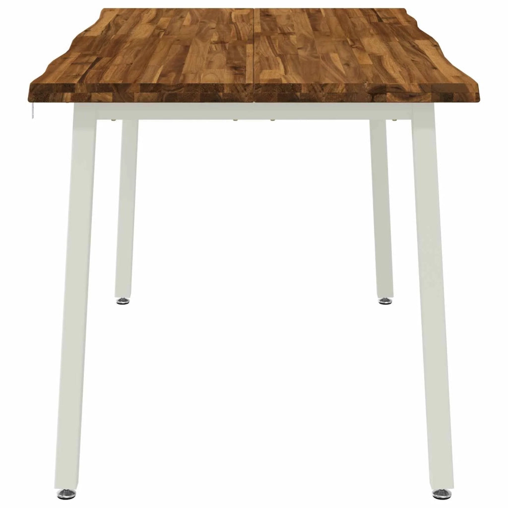 120 x 90 x 75 cm Legno di Acacia Massello Naturale e Bianco 937548