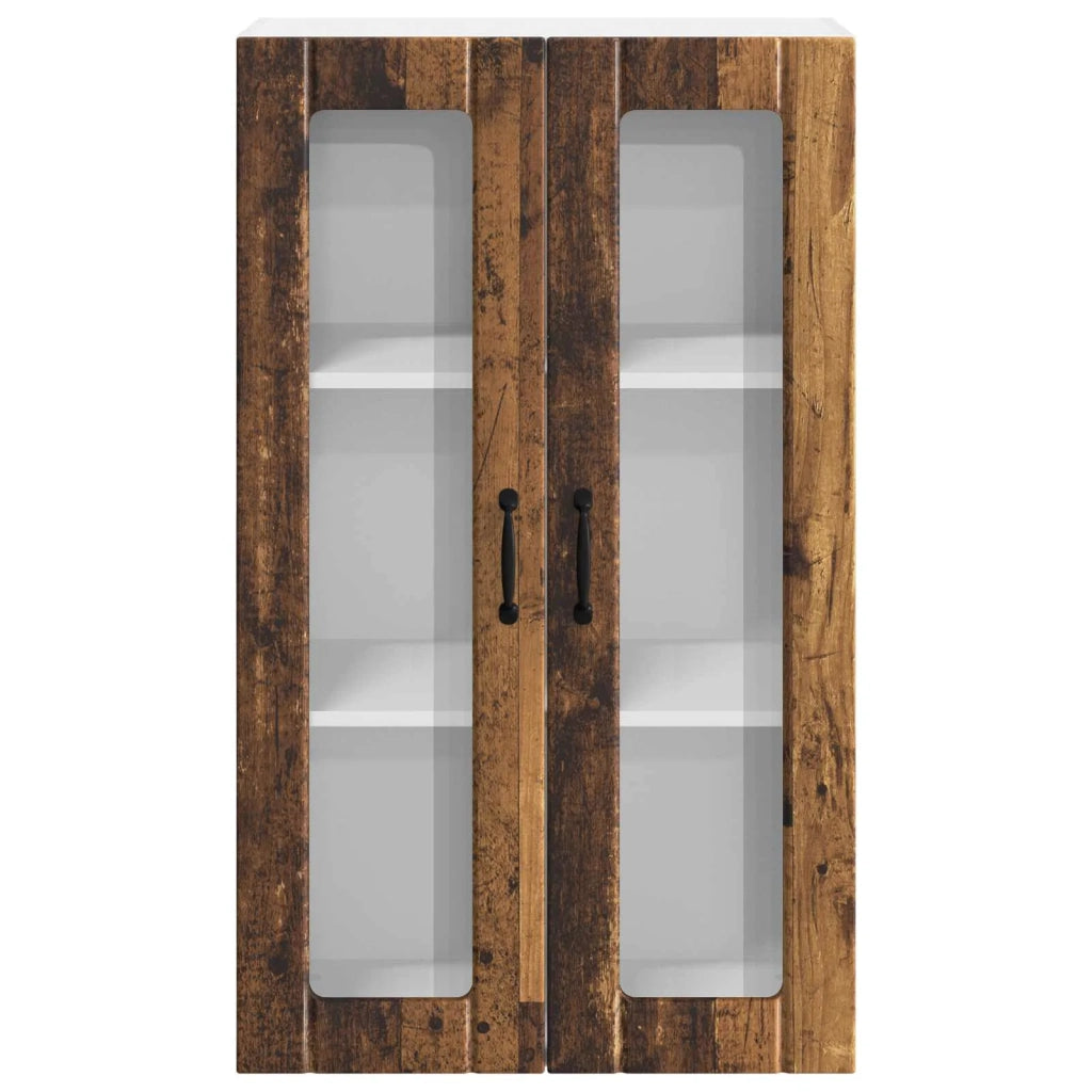 Pensile da cucina | Mobile in vetro da parete LUCCA Legno antico 60 x 31 x 100 cm