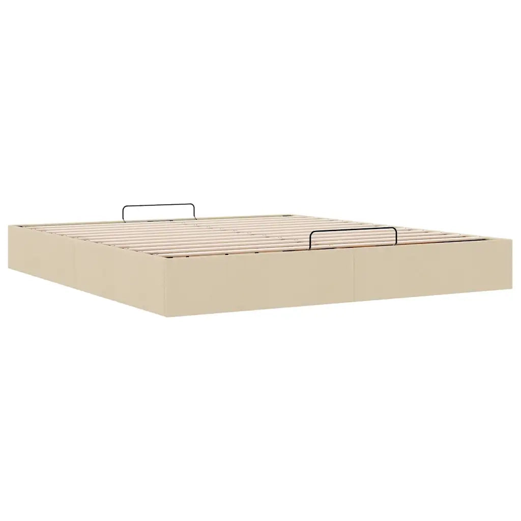Struttura Letto Pouf senza Materasso Crema 200x200cm in Tessuto