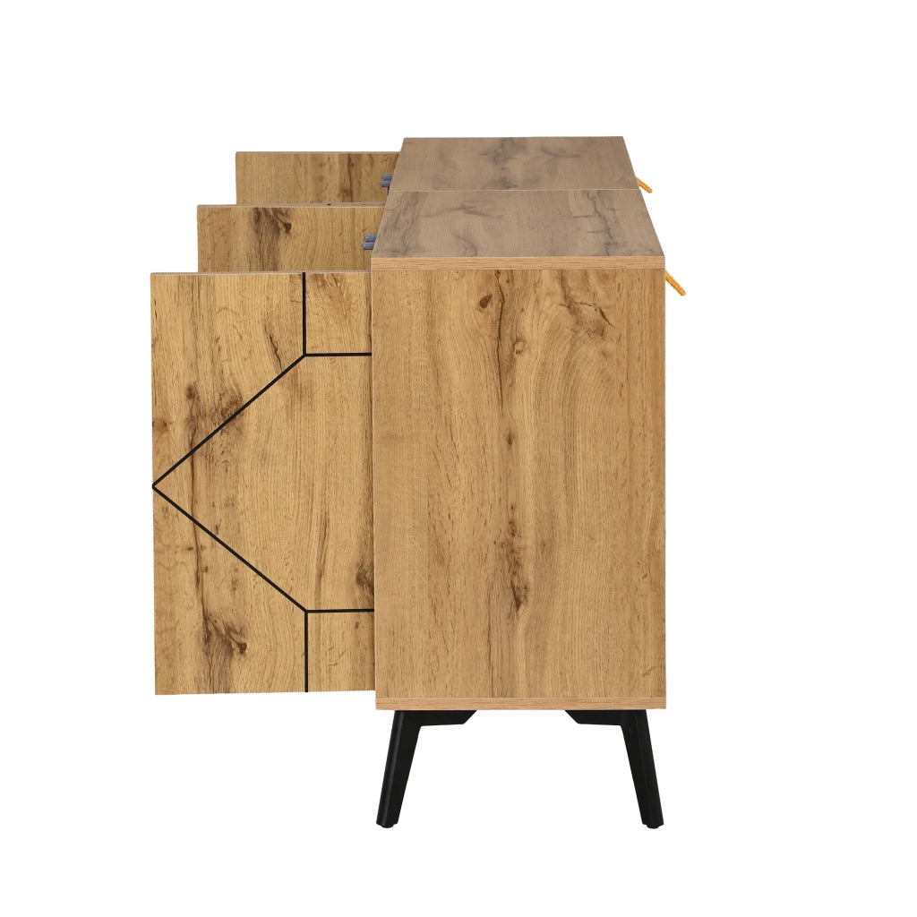 Credenza MDF 120 cm Mobile Buffet Legno a 4 Ante con Sistema Push Pull