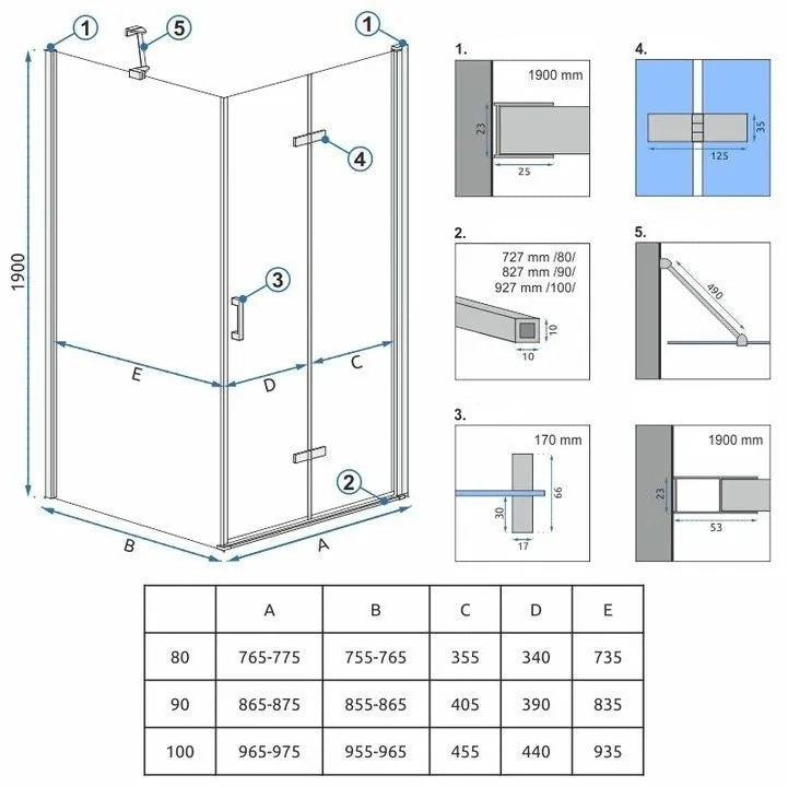 Cabina Doccia Rea Molier Chrom 90x90