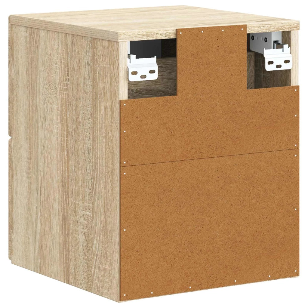 Comodino | Armadio da Notte | Mobiletto da notte a muro Rovere Sonoma 33 x 34,5 x 40 cm