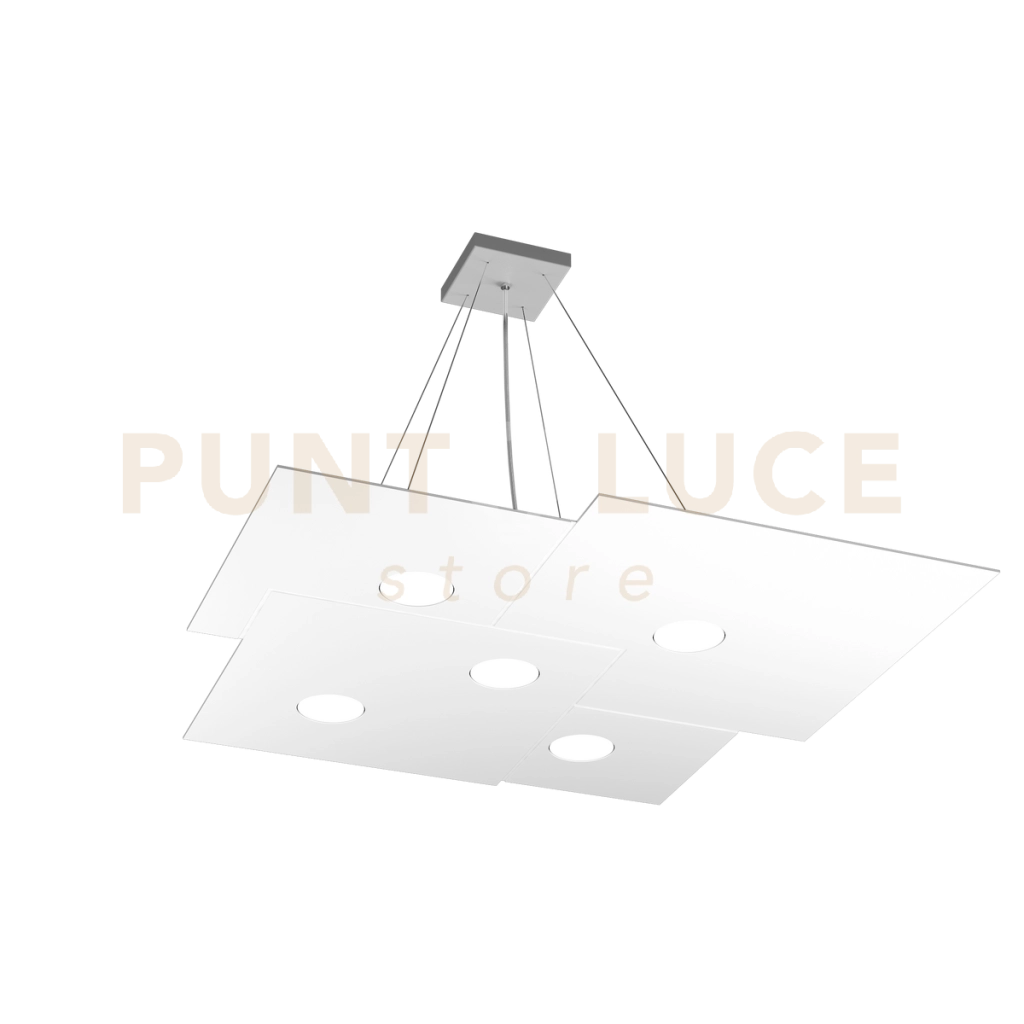 PLATE SOSPENSIONE 5+2 LUCI ATTACCO GX53 BIEMISSIONE BIANCO