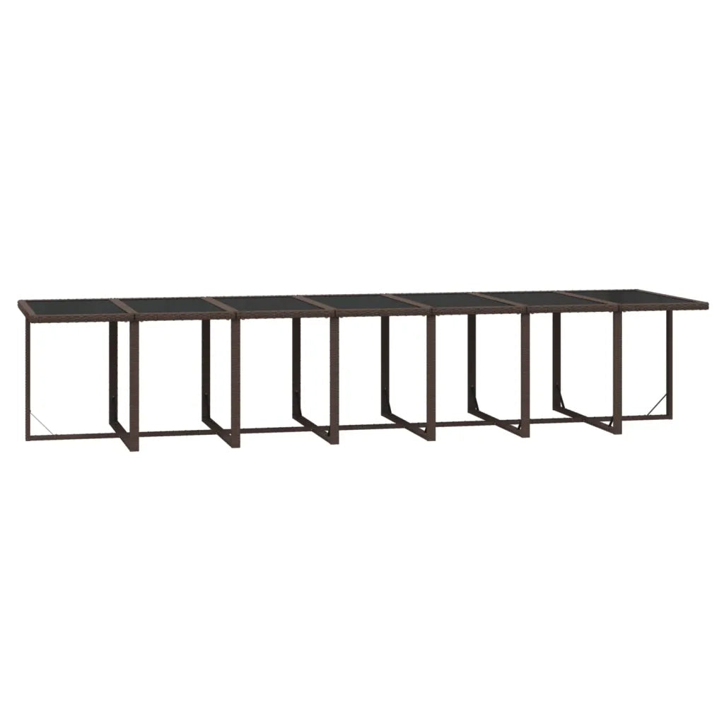 Set da Pranzo per Giardino 19 pz con Cuscini Polyrattan Marrone cod mxl 36002