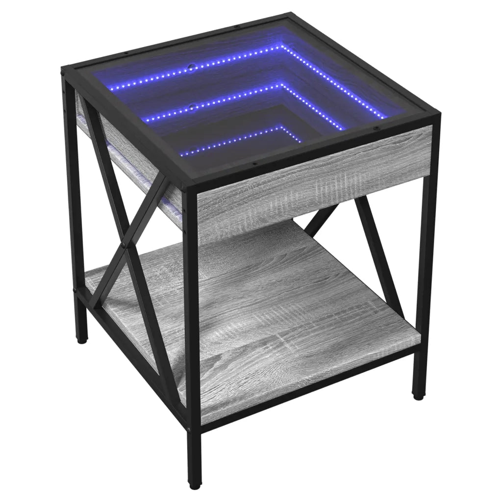 Comodino | Armadio da Notte | Mobiletto da notte con LED Infinity Rovere Sonoma 40x40x50 cm