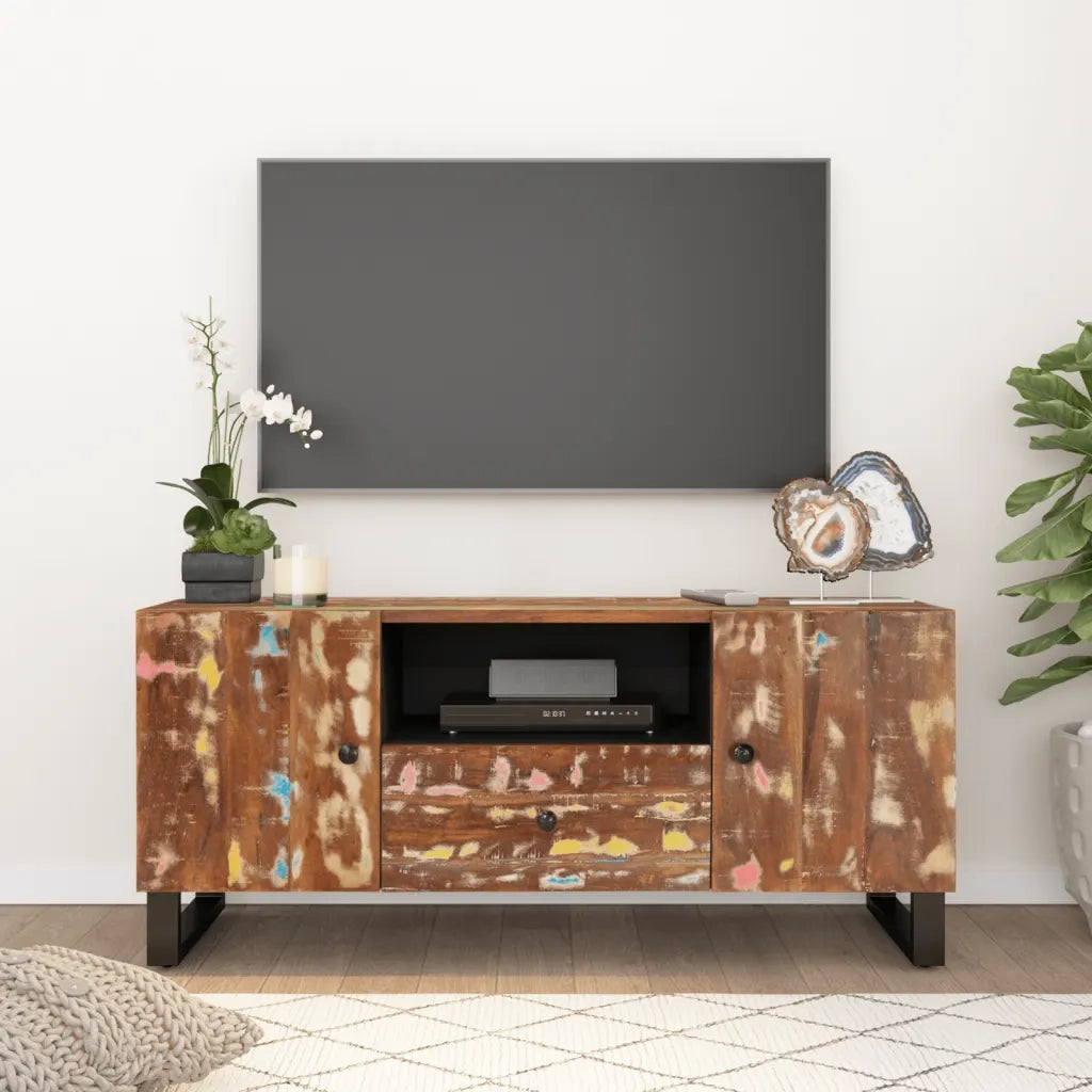 Mobile TV-Mobile per TV-Credenza TV 105x33,5x46cm Legno Massello Recupero e Multistrato