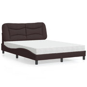 Letto con Materasso Hvar Marrone Scuro 140x190cm Tessuto