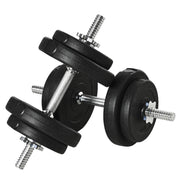 SET MANUBRI PESI 20 KG (4X2.5 KG, 4X1.5 KG) CON 8 DISCHI E 2 MANUBRI DA 2 KG, 43X18X7.5 CM, NERO