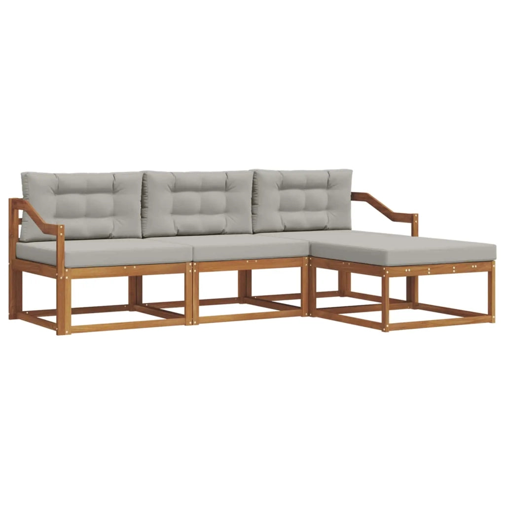 Set di divani da esterno 4 pcs Grigio Naturale e Chiaro