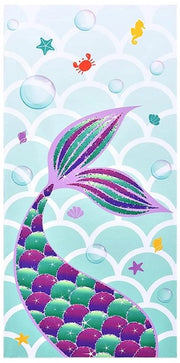 Asciugamano da spiaggia 3D sirena - Microfibra poliestere - Secchezza rapida - Leggero - 75 x 150 cm - Adatto per campeggio/yoga - Asciugamano