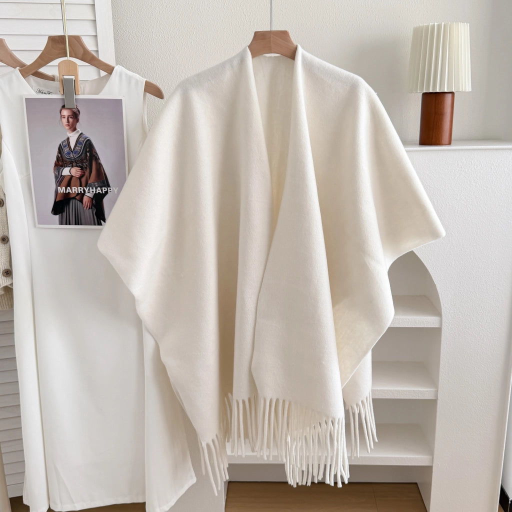 Stylewave Nuova cappa in cashmere scuro con spacco, scialle caldo e reversibile per uomo e donna