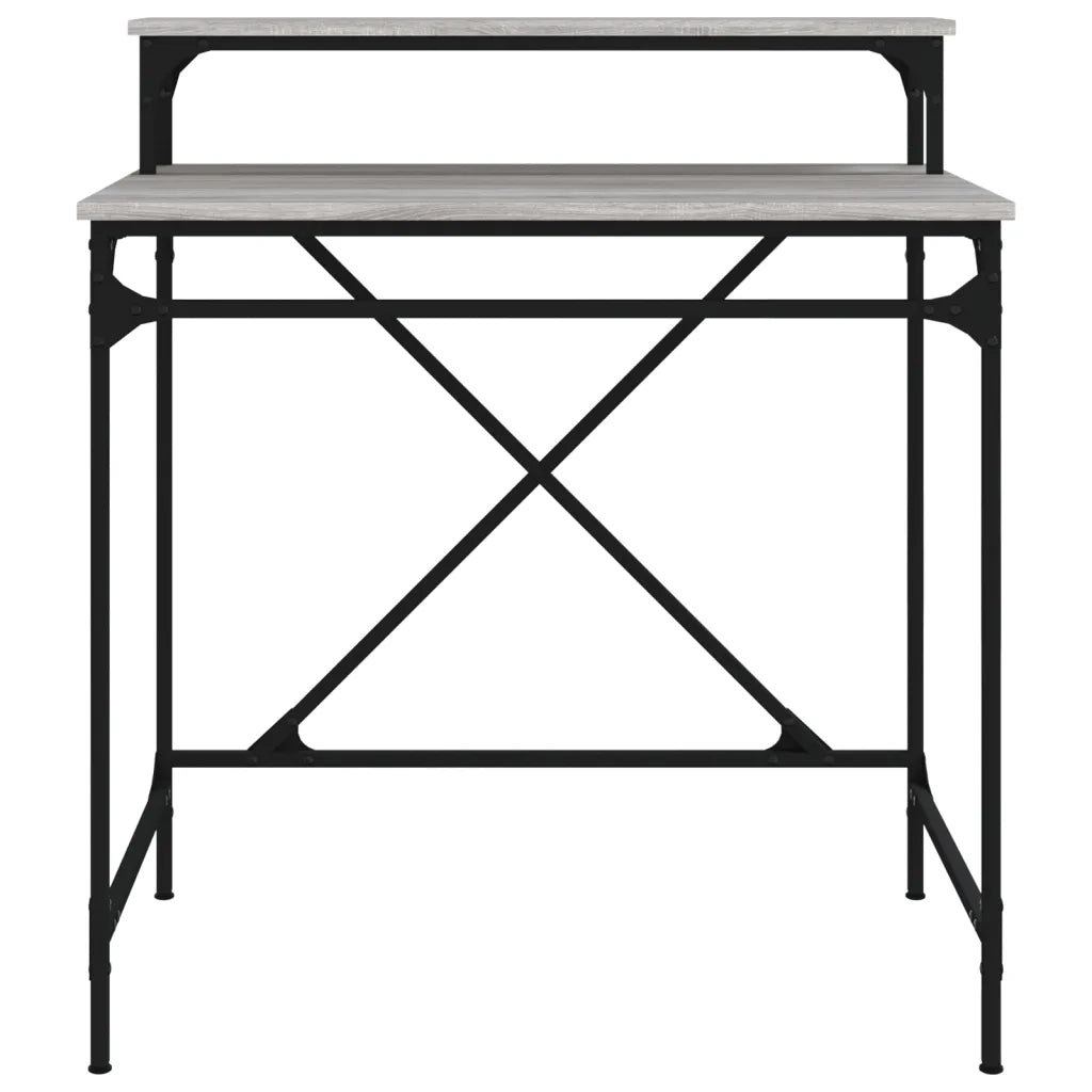 Scrivania | Tavolo da Ufficio Grigio Sonoma 80x50x90 cm Legno Multistrato e Ferro