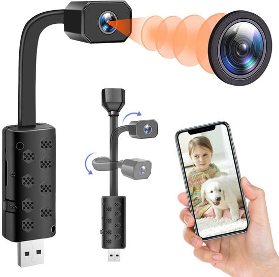 Microcamera Wi-Fi 4K UHD mini-spionaggio con visione notturna e allarme di movimento