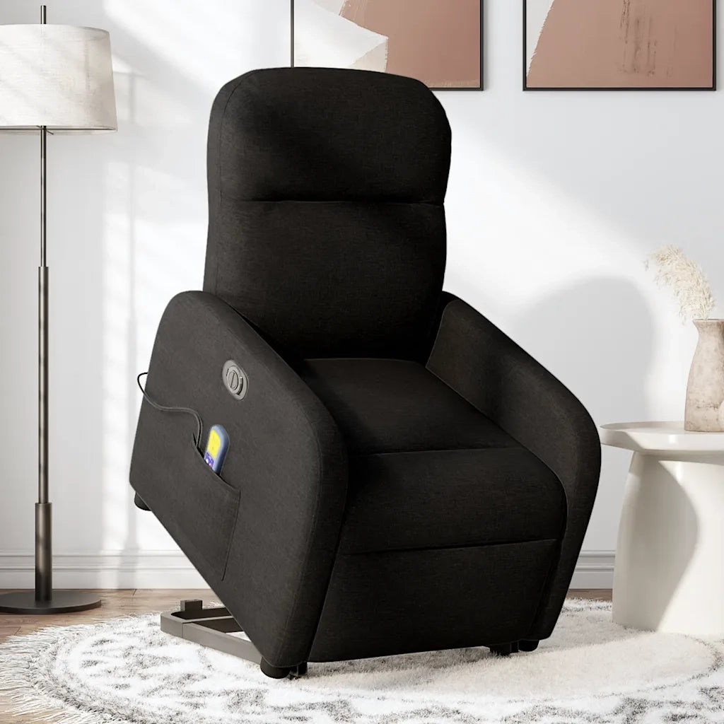 Poltrona Alzapersona Massaggiante Elettrica Nera in Tessuto 3303004