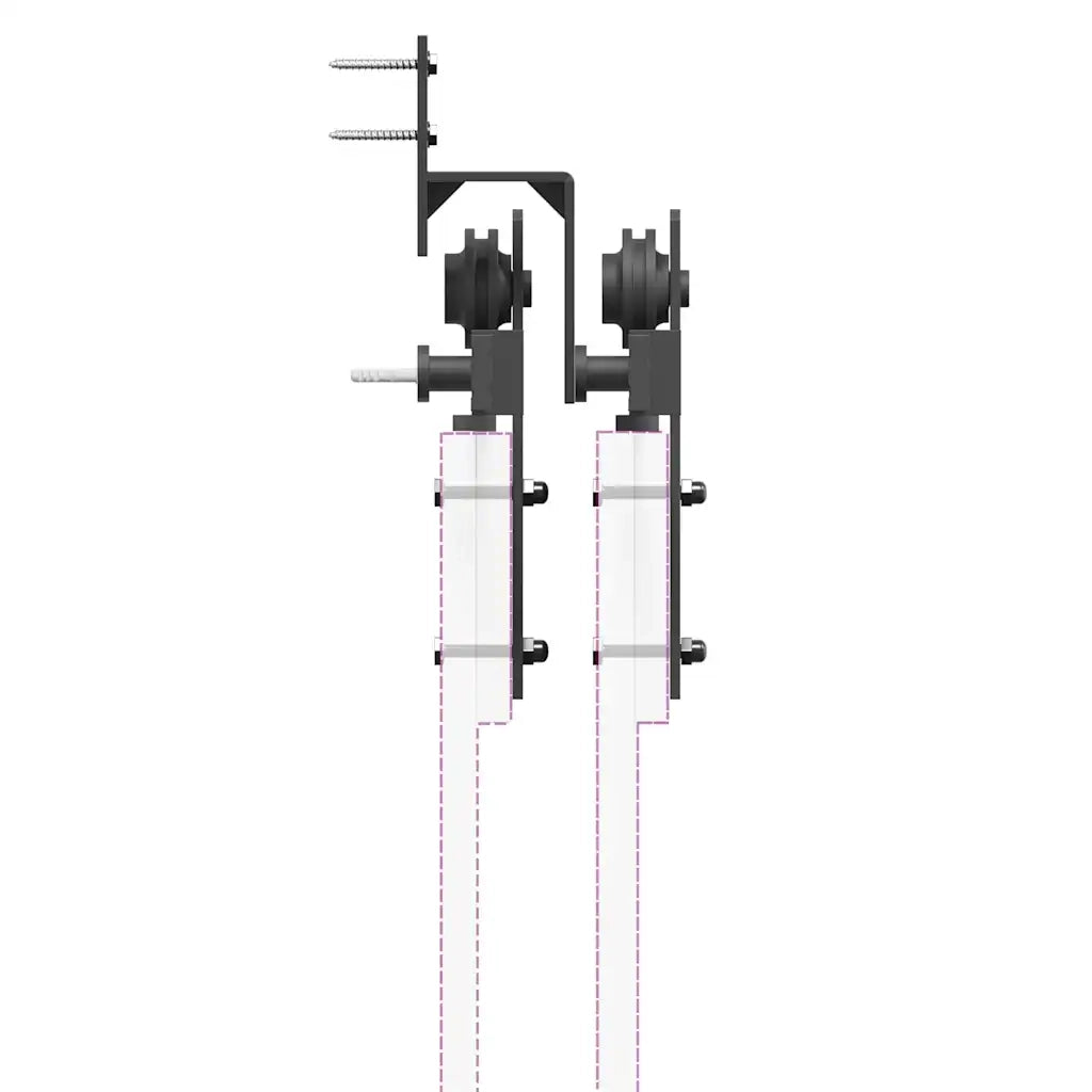 Kit di Binari per Porte Scorrevoli 183 cm Acciaio Nero CFW6057181
