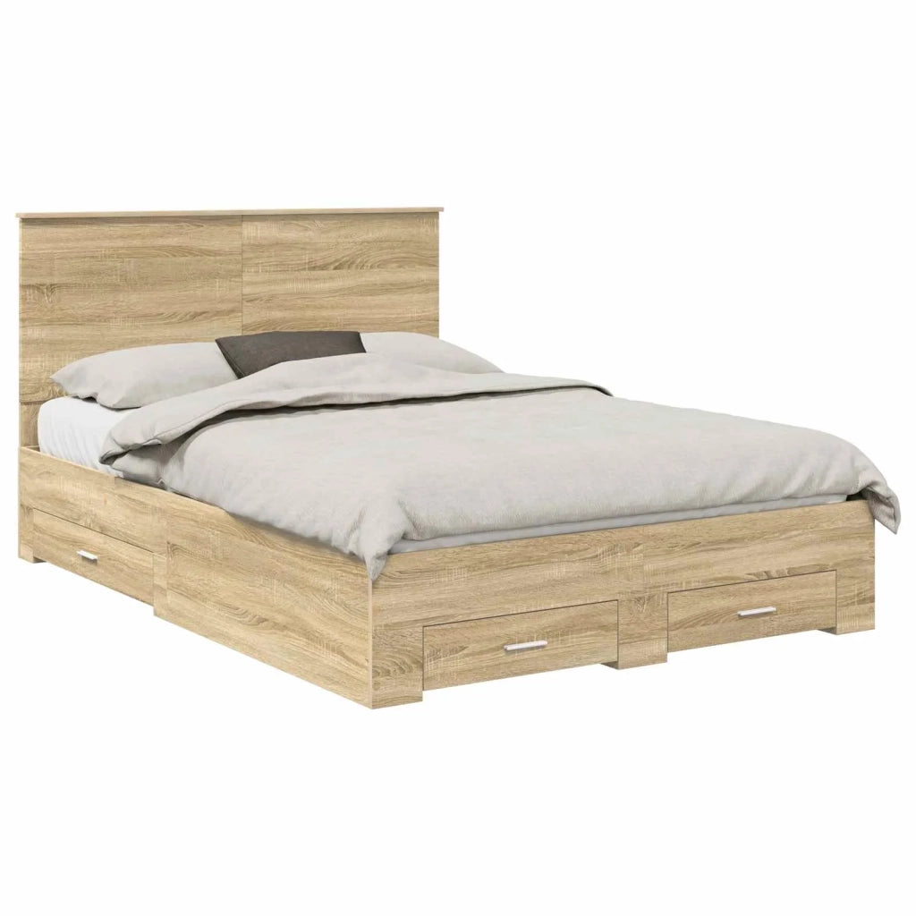 Struttura del letto con testiera Rovere Sonoma 140 x 190 cm