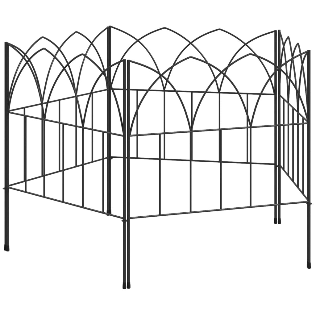 Set 5 Valli Decorativi per Giardino in Metallo ¨C zephmum ¨C Nero 205x45,5 cm