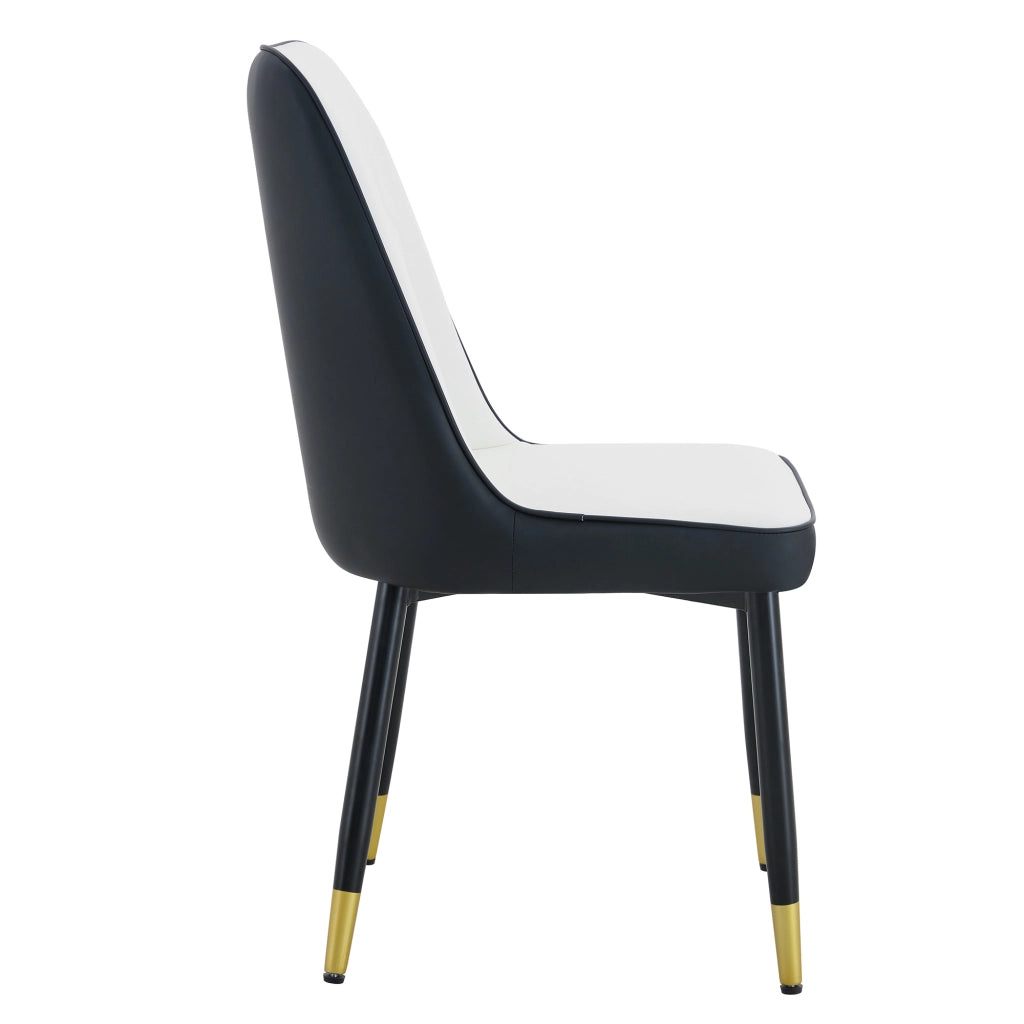 Set 2 Sedie da Pranzo Moderne ¨C MINIMAL ¨C Schienale Similpelle Nero Bianco, Gambe Metallo