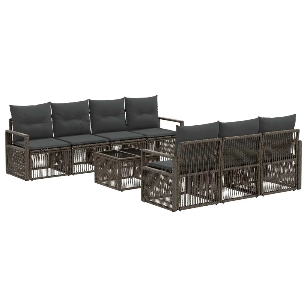 Set Divano da Giardino 8 pz Grigio polyrattan 3435650