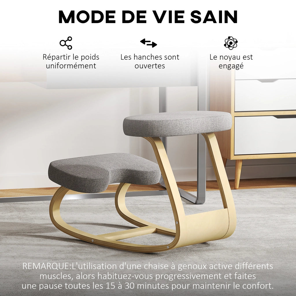 Sedia ergonomica inginocchiatoio ¨C Xylo ¨C legno basculante grigio per ufficio