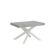Tavolo allungabile 120/380x90 cm Volantis colore cemento gambe bianche