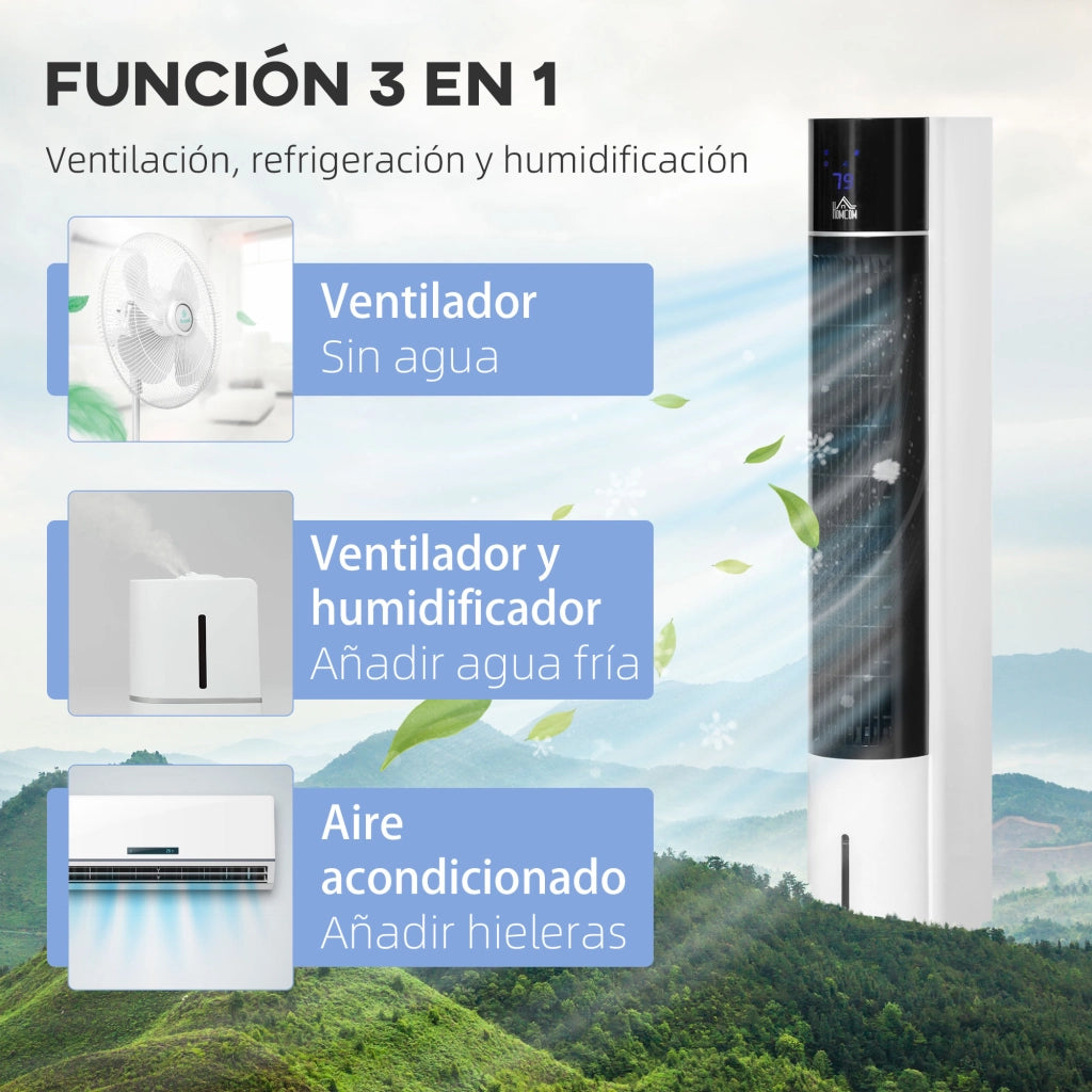Torre Climatizzatore Evaporativo ¨C zephmum ¨C 3L 3 Velocit¨¤ Oscillante Bianco 33x26x105 cm