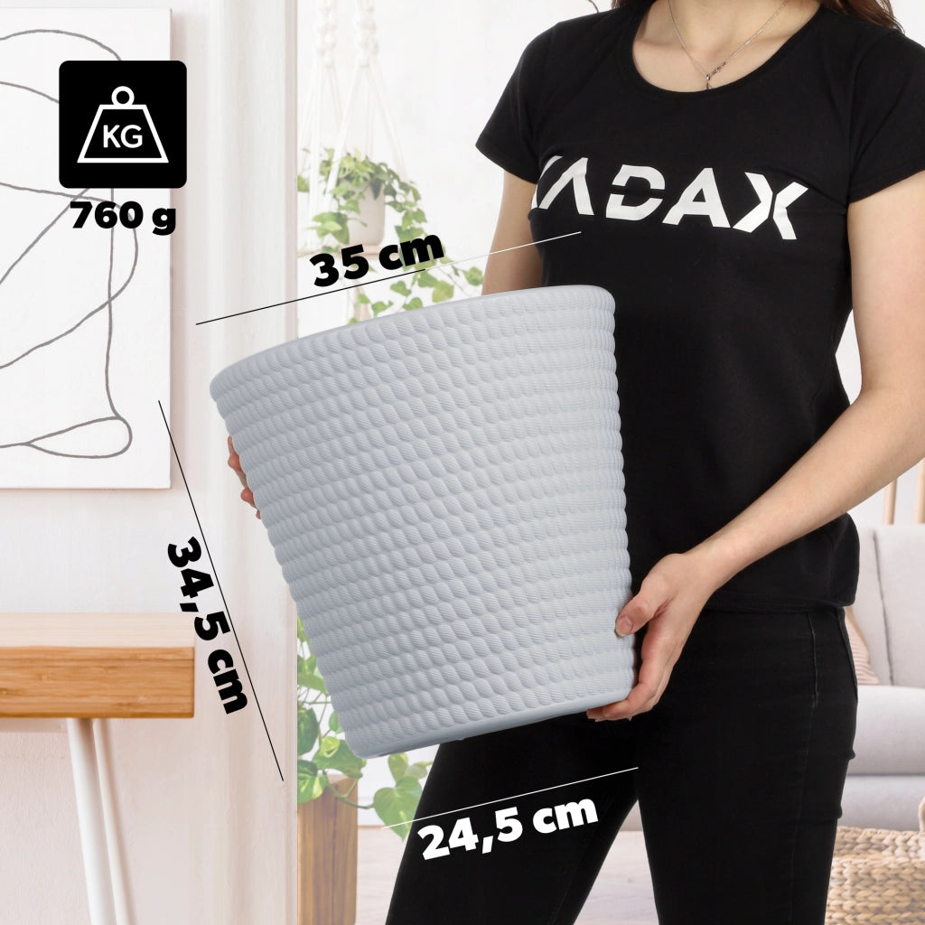 Vaso da fiori KADAX in plastica, rotondo, 35 cm, grigio