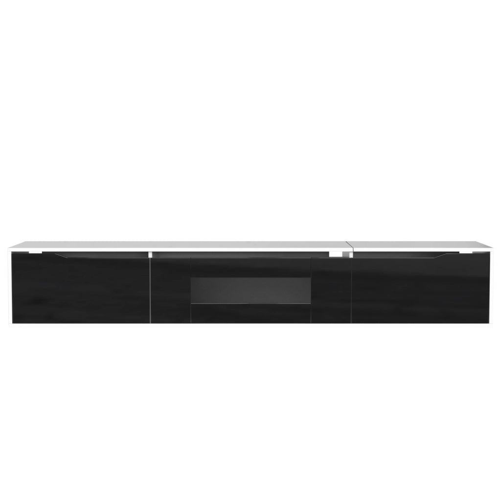 Vetrina e mobile TV moderno - Zephmum - Lucido bianco e nero - LED colori cambianti