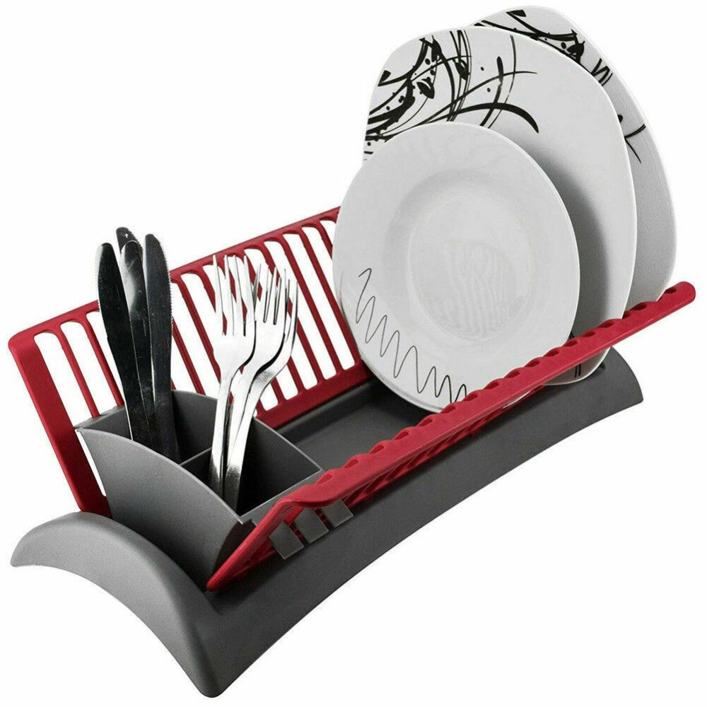 Trade Shop - Scolapiatti Cola Piatti In Plastica Con Scola Posate Cucina 46 X 26 X 14 Cm -