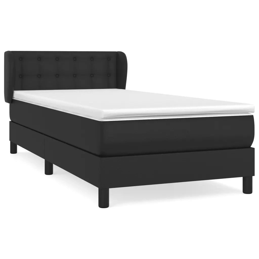 Giroletto a Molle con Materasso-Struttura Letto Nero 90x190 cm in Similpelle 853430