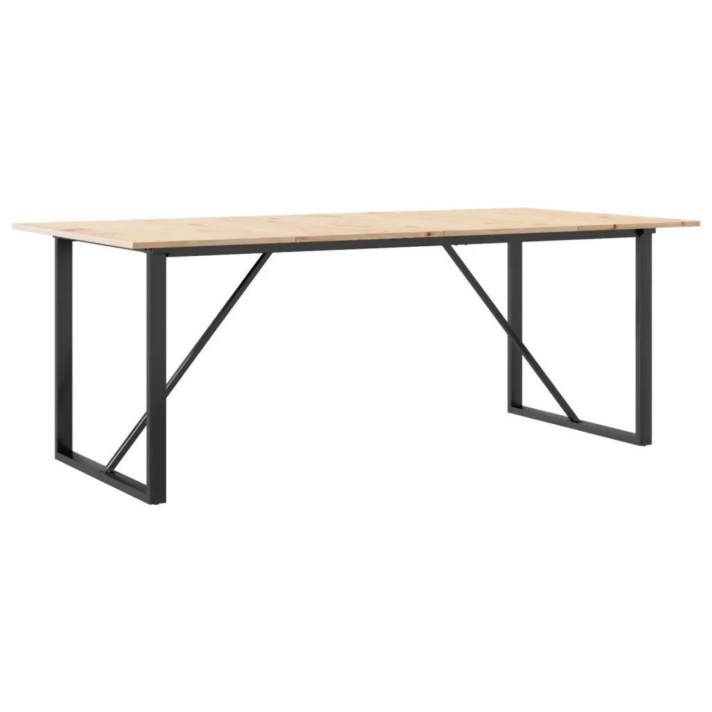 Tavolo da Pranzo Telaio a O 200x100x75 cm Legno Pino e Acciaio