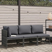 Salotto da Giardino-Set Divani da Giardino3 pz con Cuscini in Polyrattan Grigio