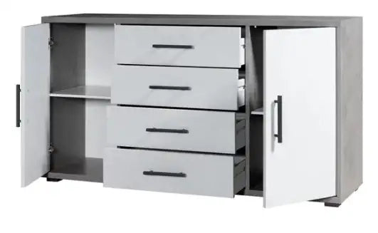 Porta TV 2 ante + cassetto ossido+bianco cemento già montato L136 H57 P40
