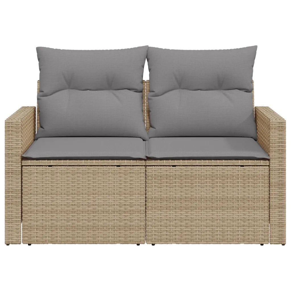Divano da Giardino con Cuscini a 2 Posti-Sofa da Giardino-Divano da esterno Beige in Polyrattan 691579