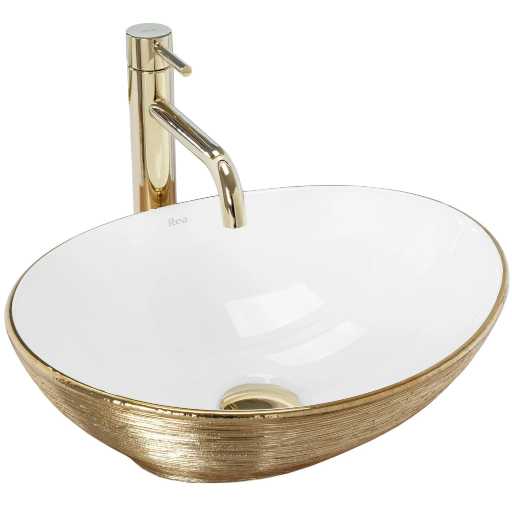 Lavabo Da Appoggio Rea Sofia Brush Gold