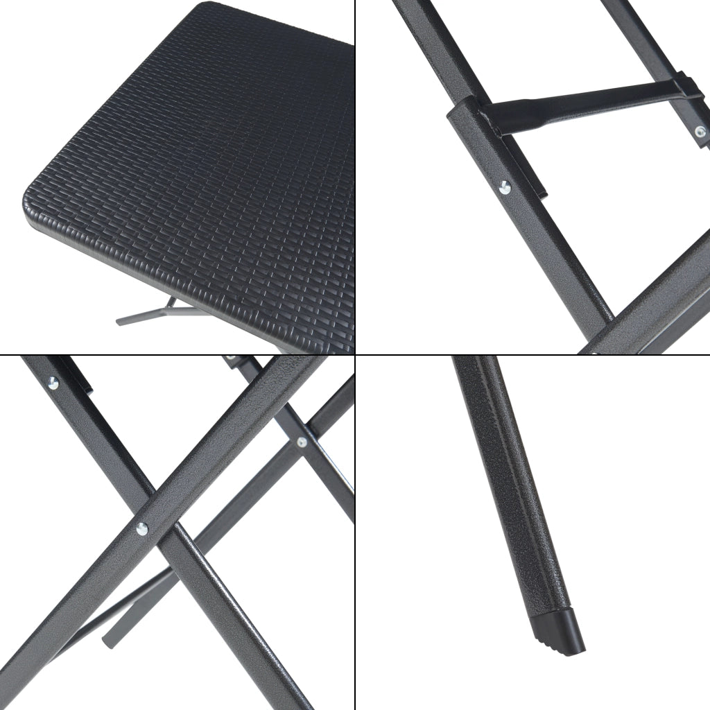 Tavolo da Picnic Mark Pieghevole  78 x 78 x 74 cm Nero Effetto Rattan [en.casa]