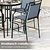 Set di 2 Sedie da Giardino, Poltrona da Bar per Patio, Sedie da Pranzo Altezza con Poggiapiedi e Braccioli, con Gambe in Metallo, Portata 180 kg, 66 x 62 x 114 cm (Blu)