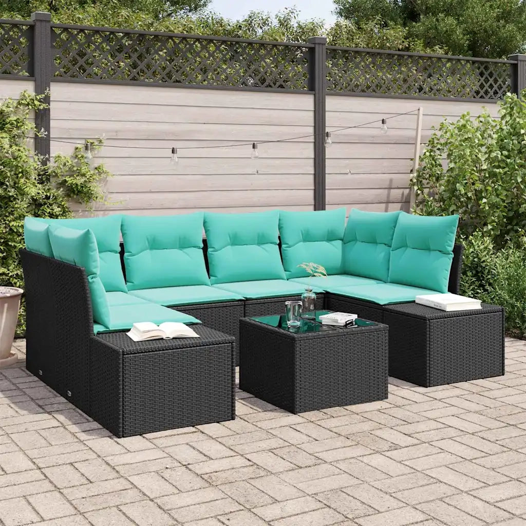Set Divano da Giardino 7 pz Nero polyrattan 3346966