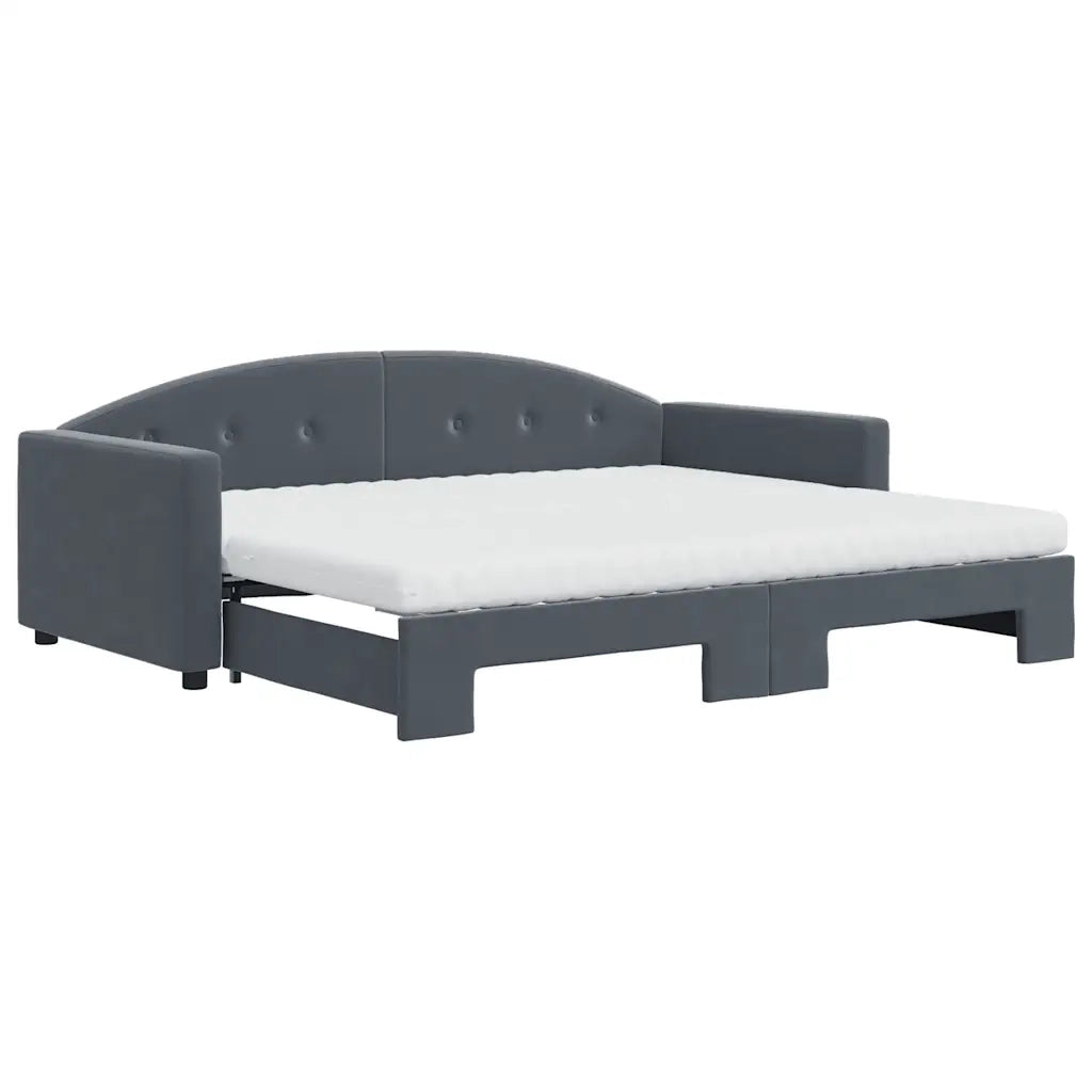 Divano Letto Estraibile Materassi Grigio Scuro 90x200cm Velluto