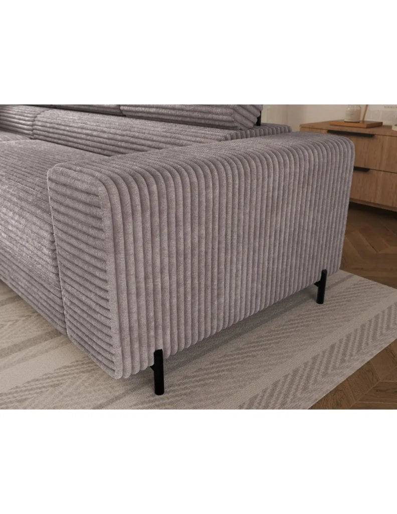Divano ad angolo COLESIA convertibile 5 posti grigio velluto a coste – sinistra – 274x200cm