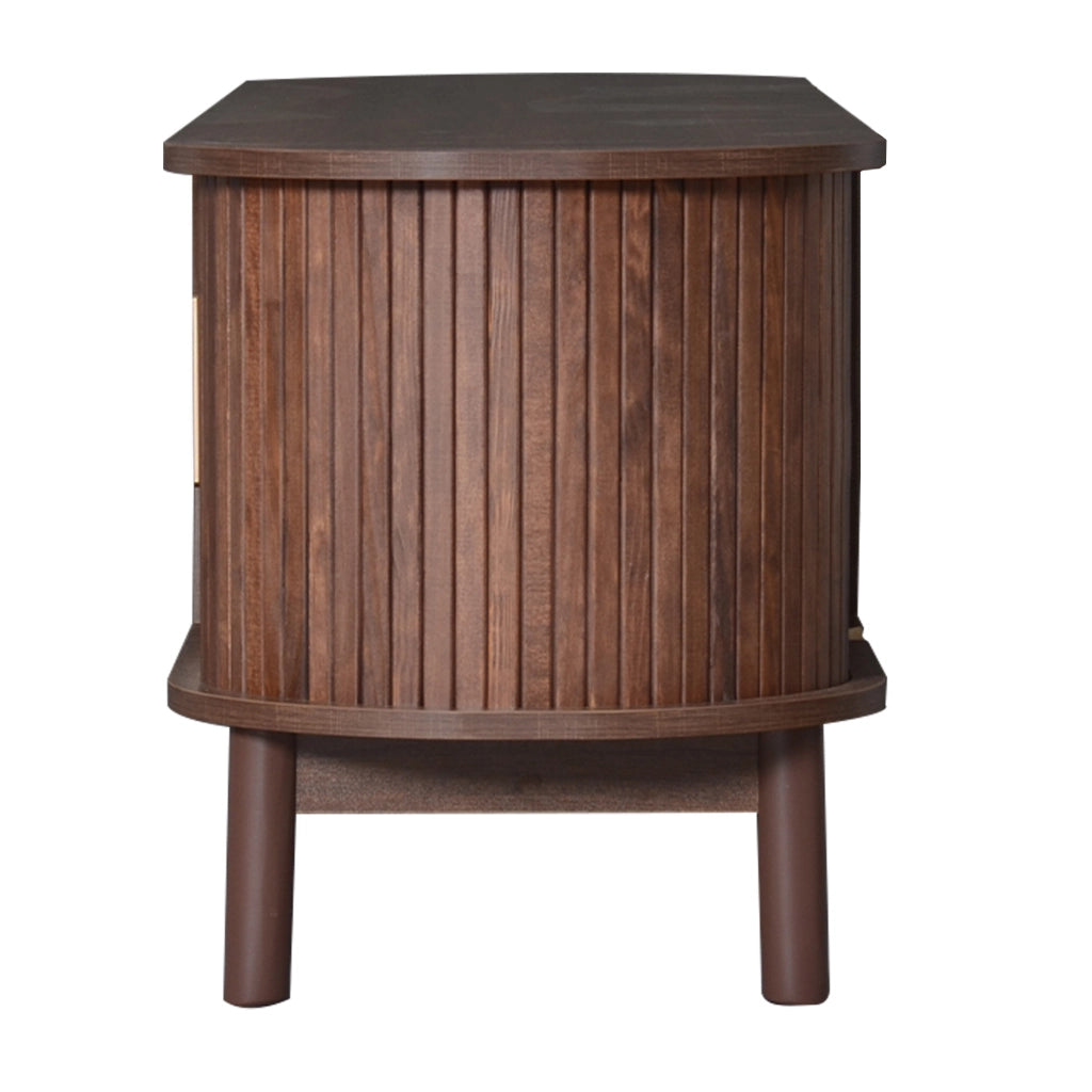 OKWISH Mobile TV con 2 Ante Scorrevoli, 1 Anta a Ribalta, 3 Vani, per Soggiorno, MDF, Marrone, 165 x 39.5 x 46 cm