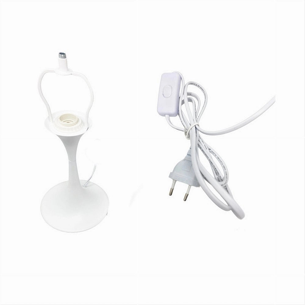 Trade Shop - Lume Moderno Bianco Abat Jour Attacco E27 Lampada Da Tavolo Scrivania Lumetto D12 -