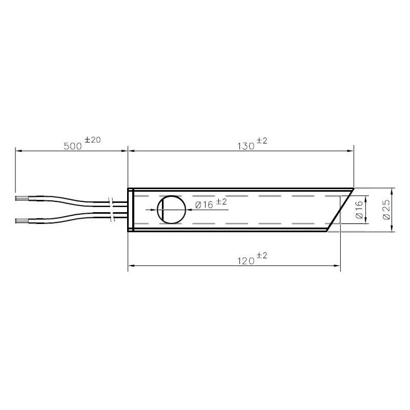 CANDELETTA RESISTENZA ACCENSIONE STUFA A PELLET L 130 W350 CON TUBO CONVOGLIATORE ANSELMO COLA - FERROLI - HT53905 - HT62708