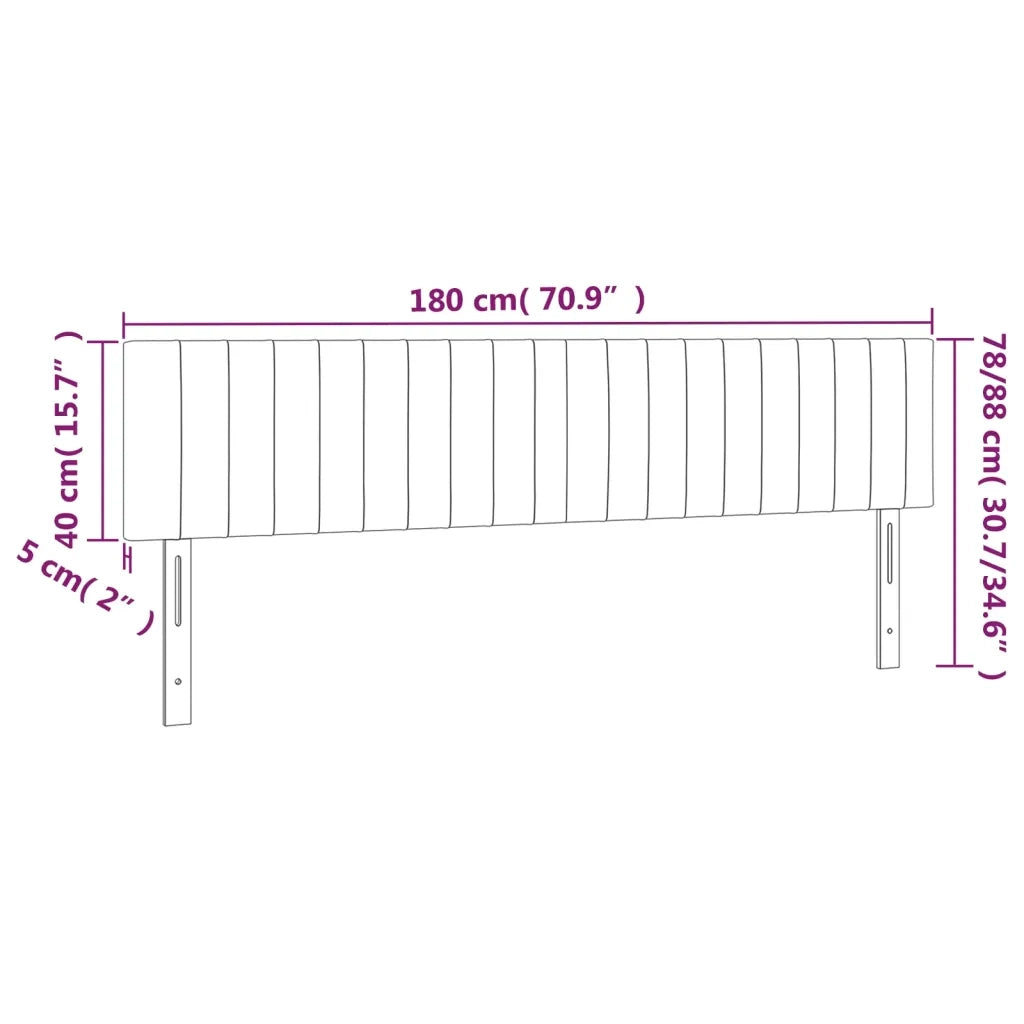 Testiera a LED Nera 180x5x78/88 cm in Tessuto 3121866