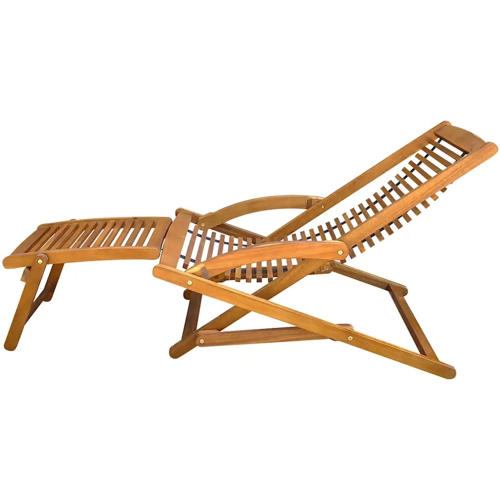 Sedia a Sdraio con Poggiapiedi in Legno Massello di Acacia 41806